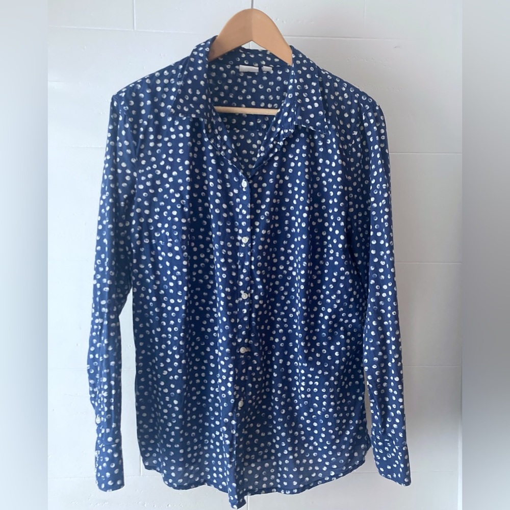 ESPRIT navy blue wit white polka dot shirt (size XL, TTS)